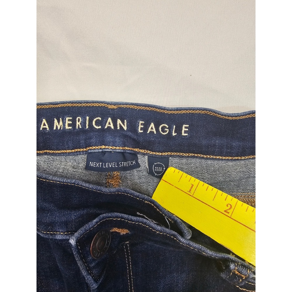 American Eagle Next Level Stretch Dark Wash Flare Jeans Juniors Size 10 - Picture 6 of 9